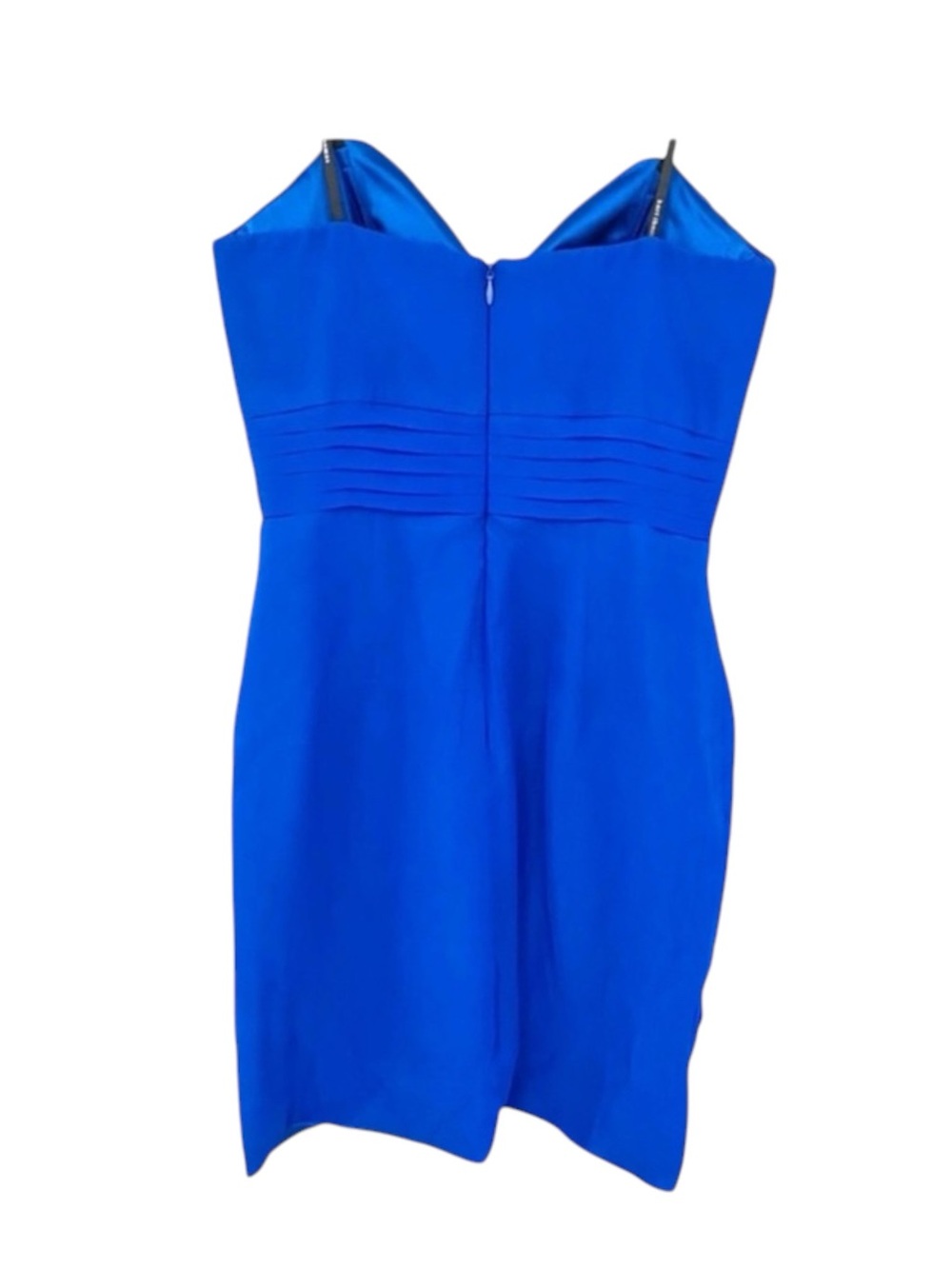 Kurt Thomas 𖦹 Silk Chiffon Strapless Ruched Mini Cocktail Dress 𖦹 Cobalt Blue - Picture 9 of 13